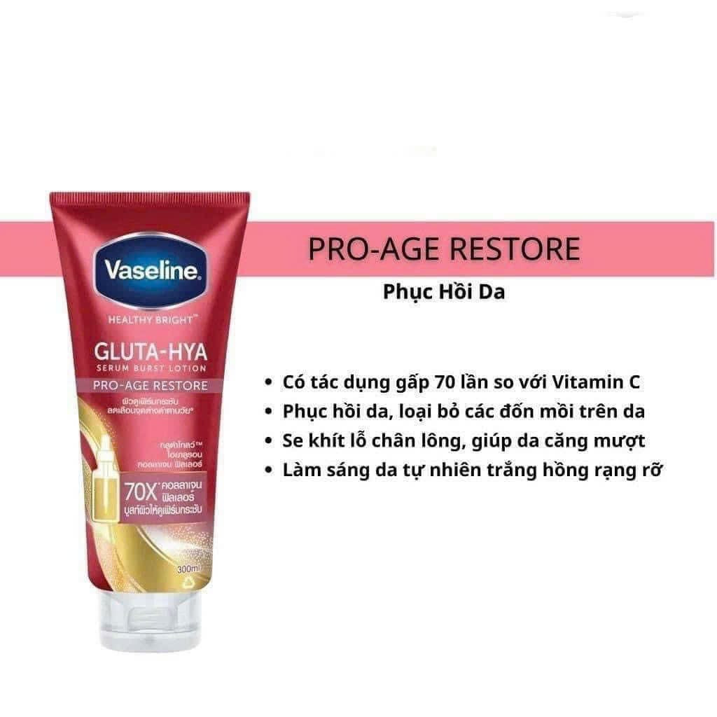 Sữa Dưỡng Thể Vaseline 70x Màu Đỏ Gluta Hya Serum Burst Lotion Pro Age Restore