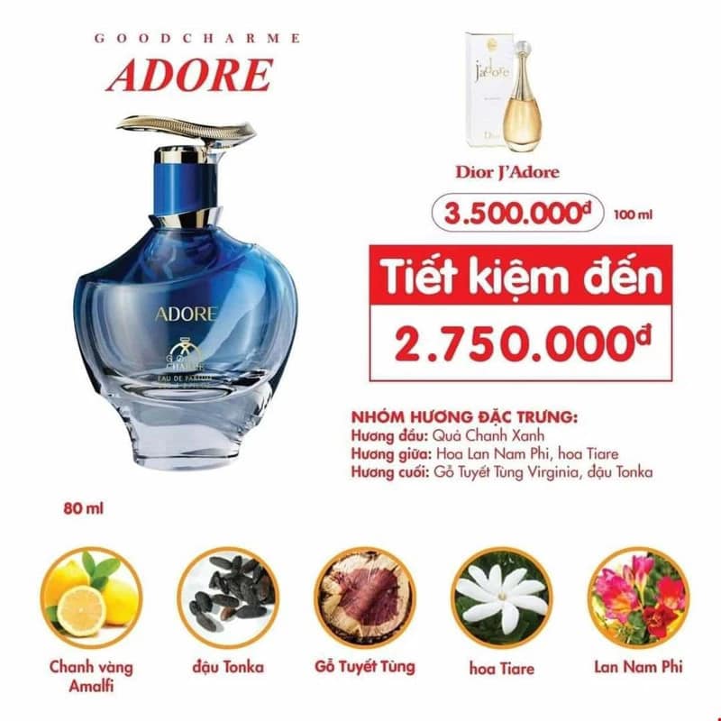 Khám Phá Sự Quyến Rũ với Nước Hoa Nữ Good Charme Adore 80ml