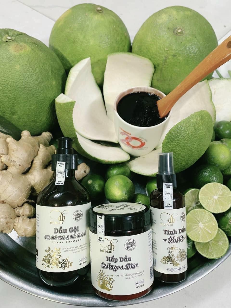 Combo gội xã xịt bồ kết bưởi dừa Dr Di.Hi bộ 3 món