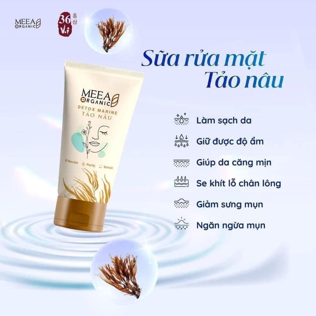 Sữa Rửa Mặt Tảo Nâu Meea Organic Detox Marine chính hãng