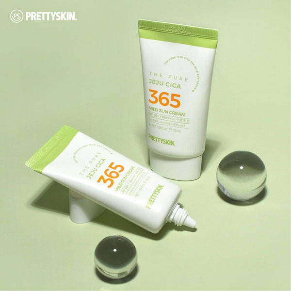 kem chống nắng rau má Pretty Skin The Pure Jeju Cica 365 Mild Sun Cream