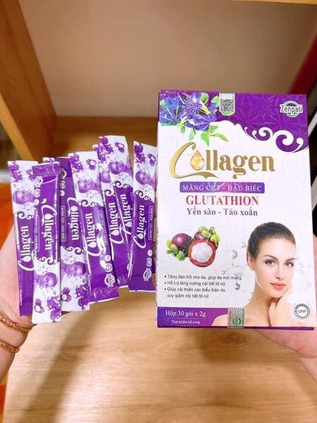 Collagen Măng Cụt Đậu Biếc Zenpali  Cốm Uống Đẹp Da