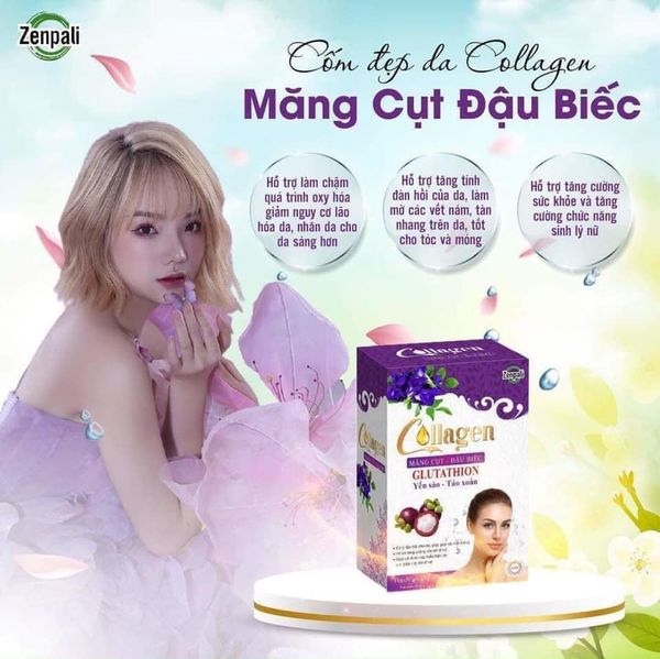 Collagen Măng Cụt Đậu Biếc Zenpali  Cốm Uống Đẹp Da