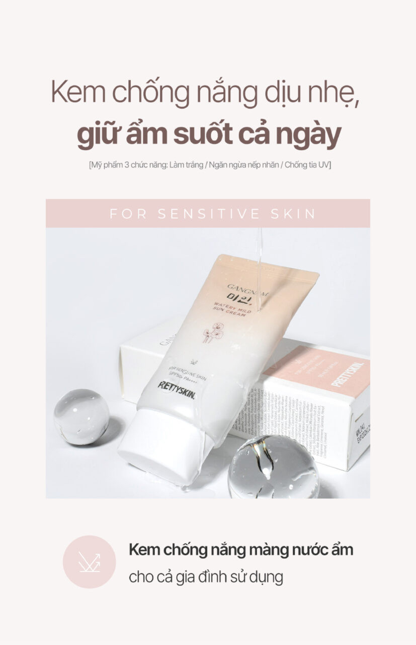 kem chống nắng Pretty Skin Gangnam Watery Mild Sun Cream