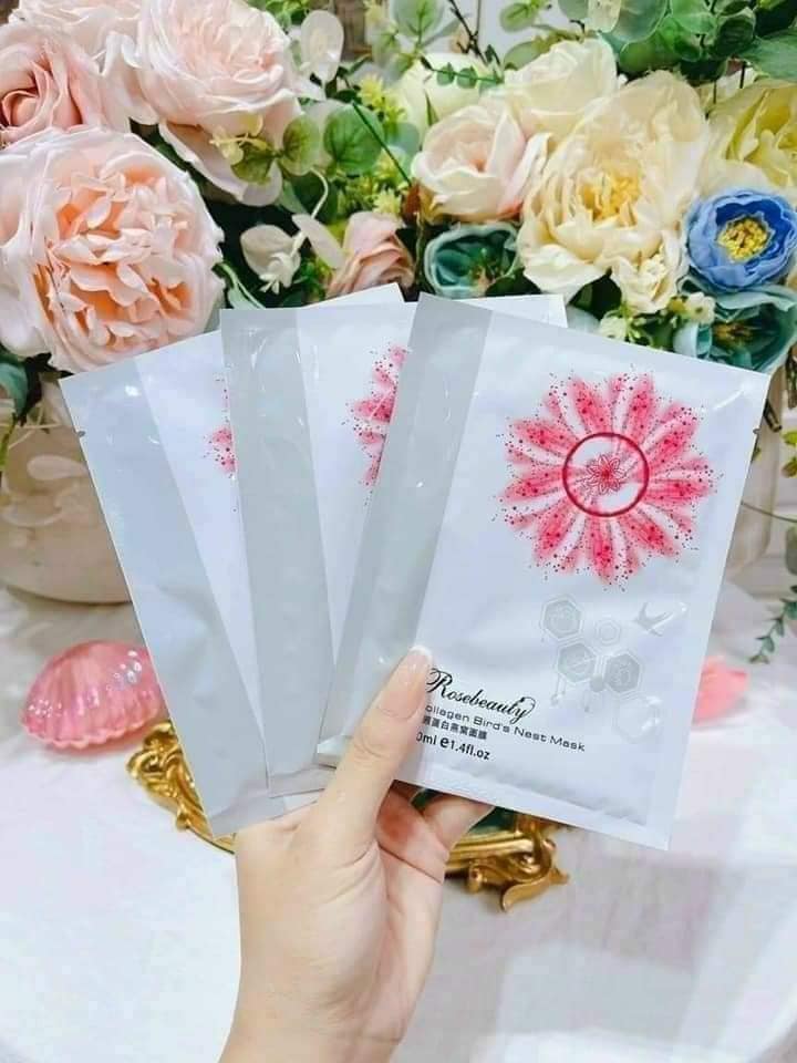 Mặt nạ tổ yến Collagen Rosebeauty hộp 10 miếng siêu đẹp da