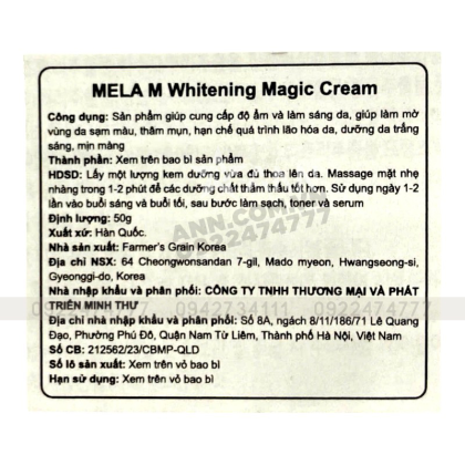 Kem Trị Nám Mela M Quu Whitening Magic Cream 50g