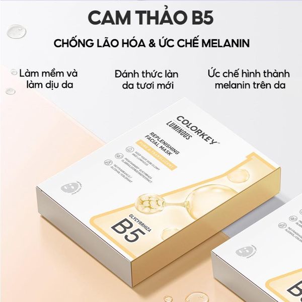 Mặt Nạ Colorkey Luminous B5 Màu Vàng Cam Thảo Hộp 10 Miếng