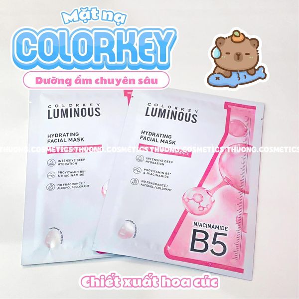 Mặt Nạ Colorkey Luminous B5 Facial Mask Hydrating Dưỡng Ẩm Sáng Da Với Niacinamide 25ml