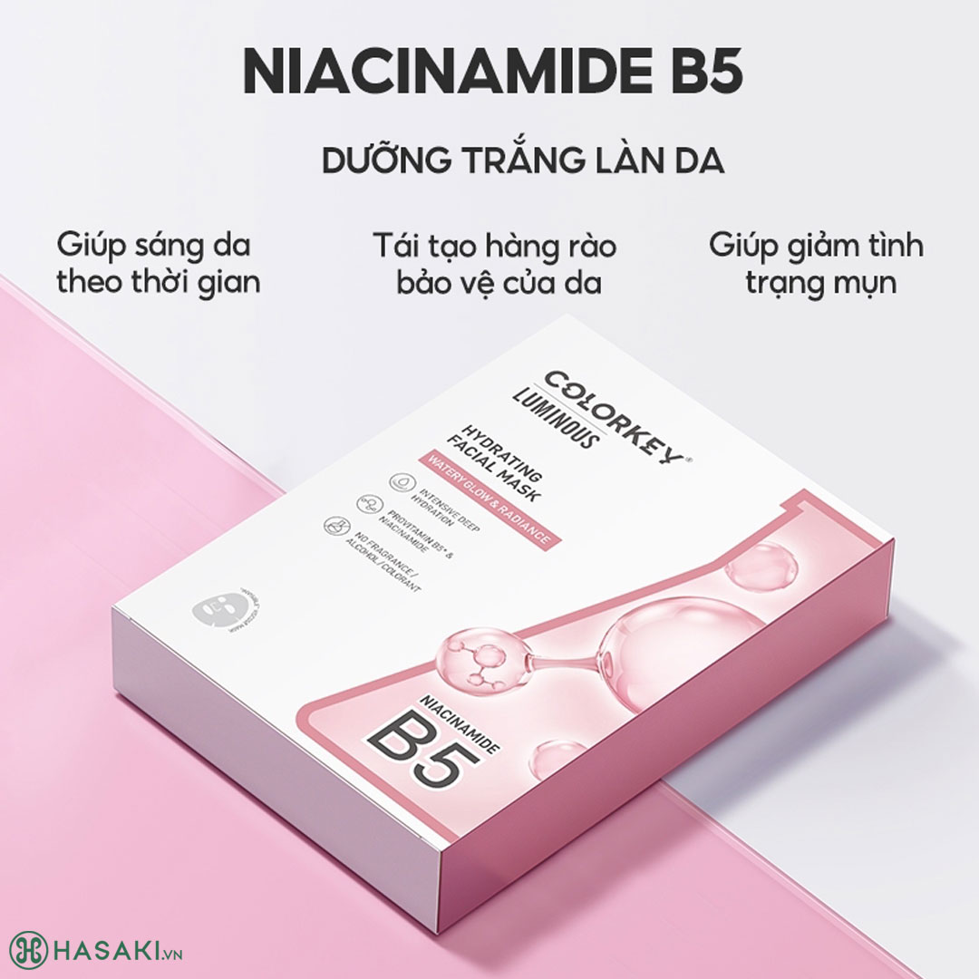 Mặt Nạ Colorkey Luminous B5 Facial Mask Hydrating Dưỡng Ẩm Sáng Da Với Niacinamide 25ml