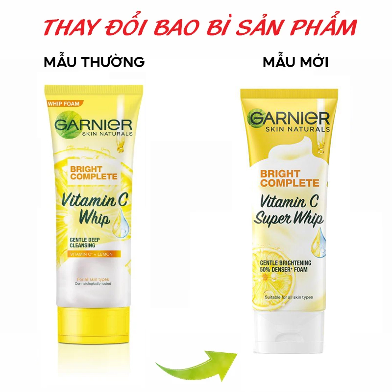 Sữa Rửa Mặt Tạo Bọt Sáng Da Garnier Bright Complete Brightening Whip Foam 100ml