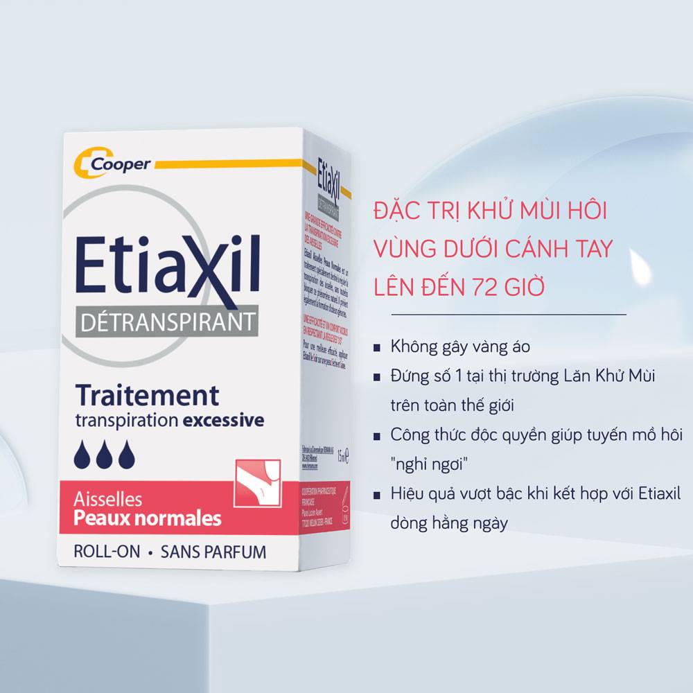 Lăn Khử Mùi Etiaxil Détranspirant Traitement Roll-On Peaux Normales Dành Cho Da Thường Màu Đỏ 15Ml
