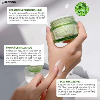 Kem Dưỡng Rau Má, Dưỡng Trắng PrettySkin The Pure Jeju Cica 40 Ceramide Cream 52ml