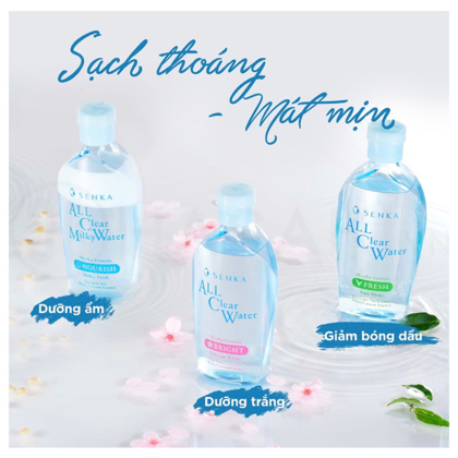Nước tẩy trang Micellar All Clear Water Fresh Senka Nourish Màu Xanh Dương