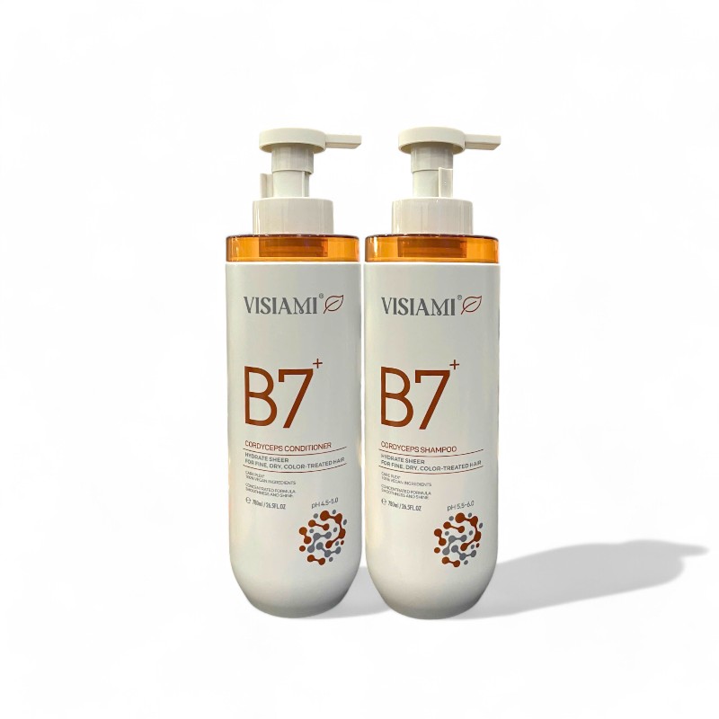 Bộ dầu gội xả Visiami Biotin B7 "Cam" Cordyceps 780ml - Đông trùng hạ thảo giảm rụng mọc tóc nhanh