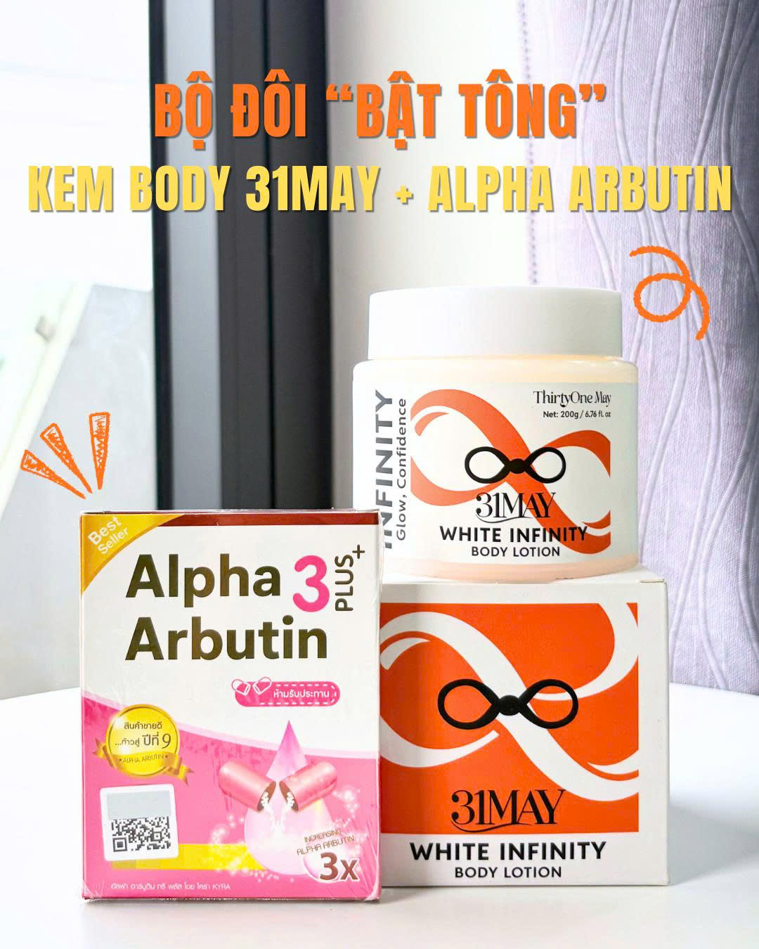 Combo Body Sáng Mịn – Kem Body 31May + Alpha Arbutin