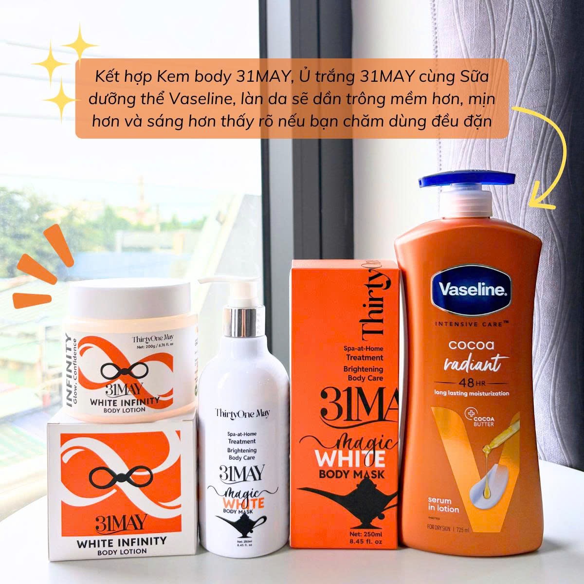 🔥 Bộ 3 Body Sáng Mịn "Cấp tốc" – 31MAY + Vaseline 🔥