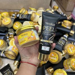Combo Dưỡng Trắng Kem Peel Lột Lạnh Collagen Và Body Cấy Trắng Men Chua Nicolas Chính Hãng
