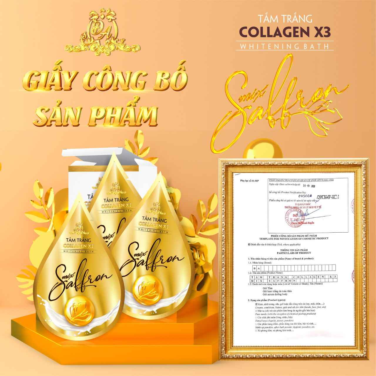 Tắm trắng Collagen X3 Luxury Mix Saffron chính hãng Mỹ Phẩm Đông Anh