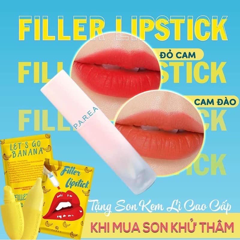 Combo son Filler Collagen chuối khử thâm Parea cùng son màu Chu Lipstick chính hãng