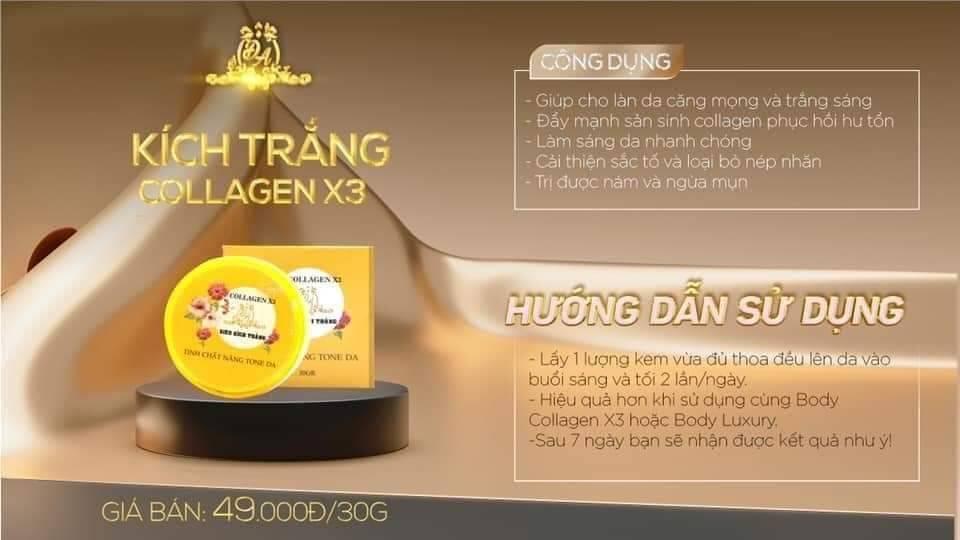 Combo body Collagen X3 Luxury kết hợp kích trắng Collagen X3 công ty Đông Anh chính hãng