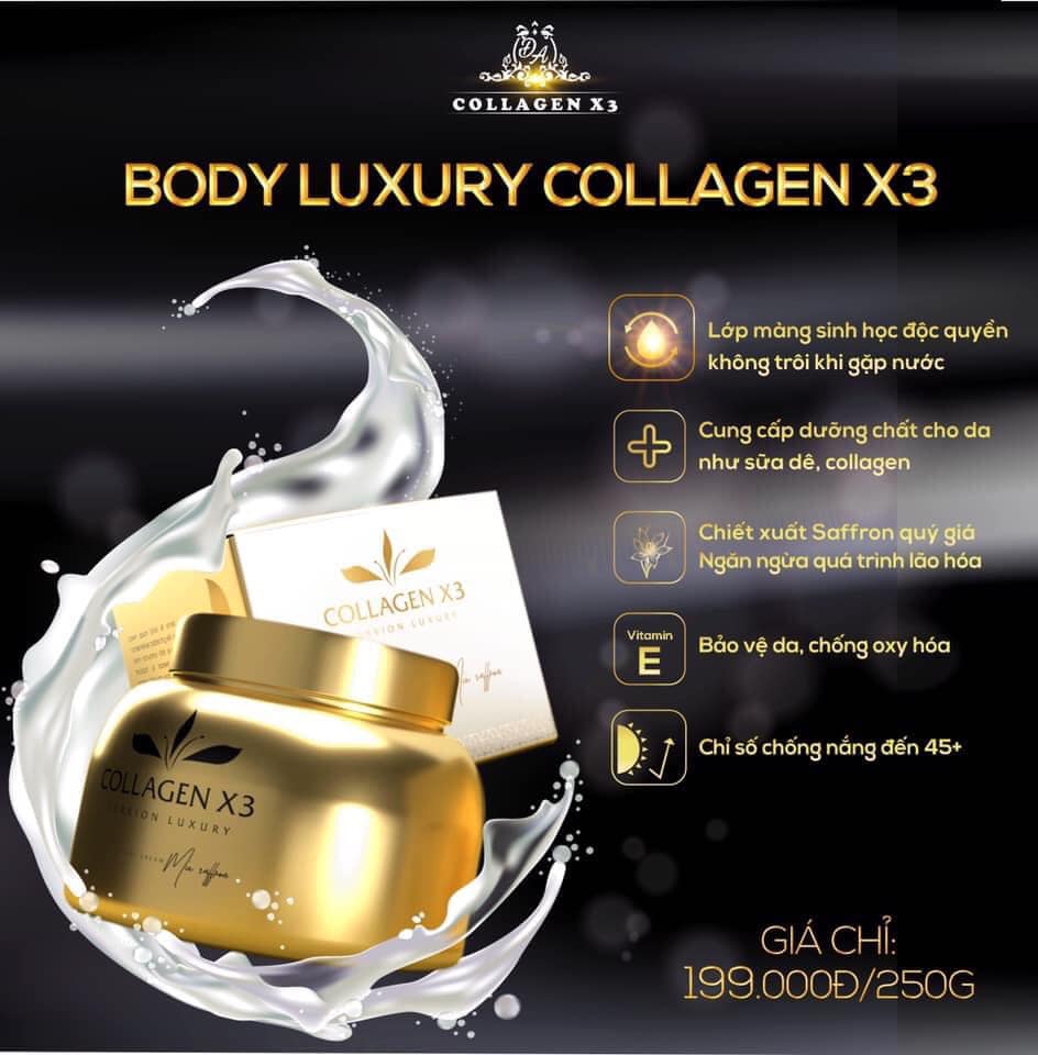 Combo body Collagen X3 Luxury kết hợp kích trắng Collagen X3 công ty Đông Anh chính hãng