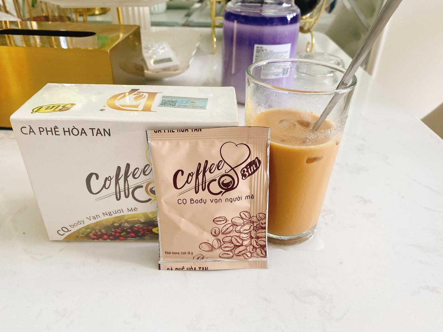 Cafe hòa tan hỗ trợ giảm cân CQ 3in1 công ty Chanel Châu chính hãng