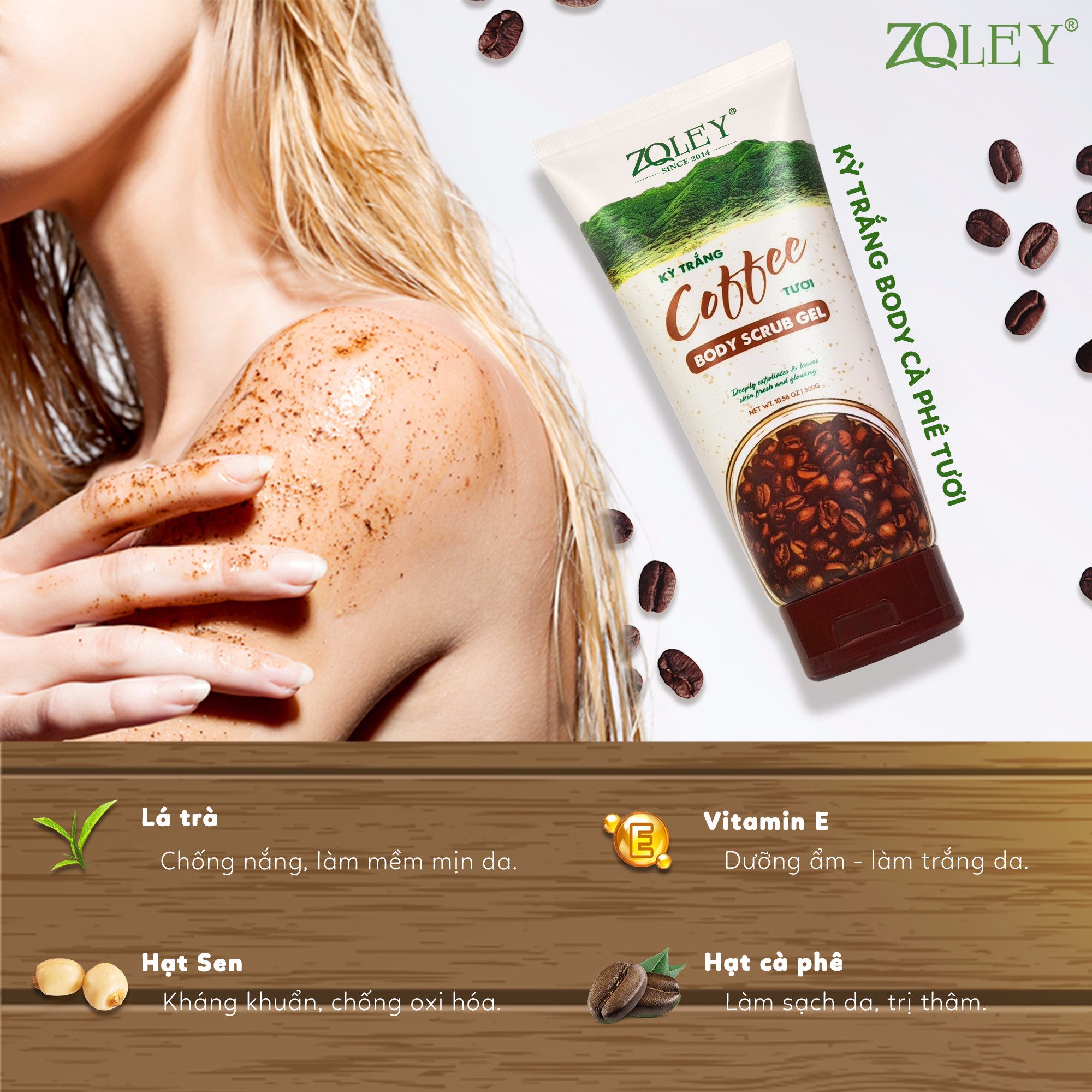 Biến hoá làn da khô sần trở nên mịn màng tức thì với tẩy tế bào Coffee Zoley