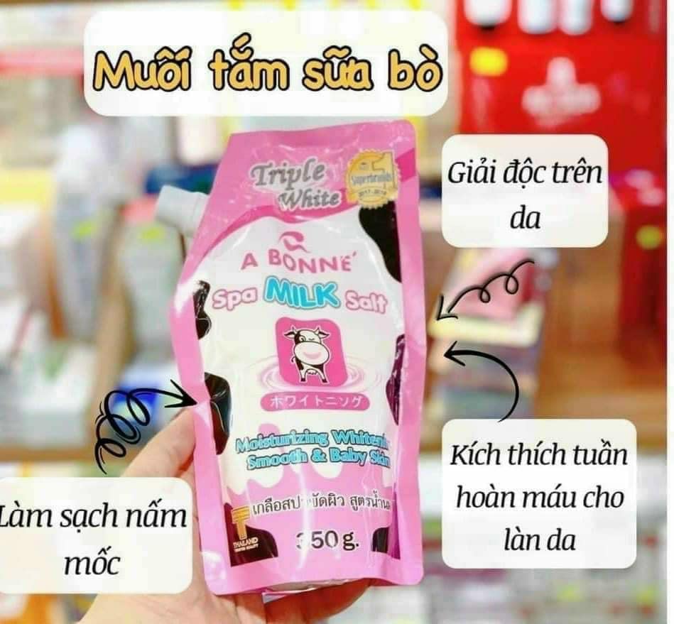 Trắng Hồng Mịn Màng Với Muối Tắm Sữa Bò Tẩy Tế Bào Chết Đến Từ Thái Lan