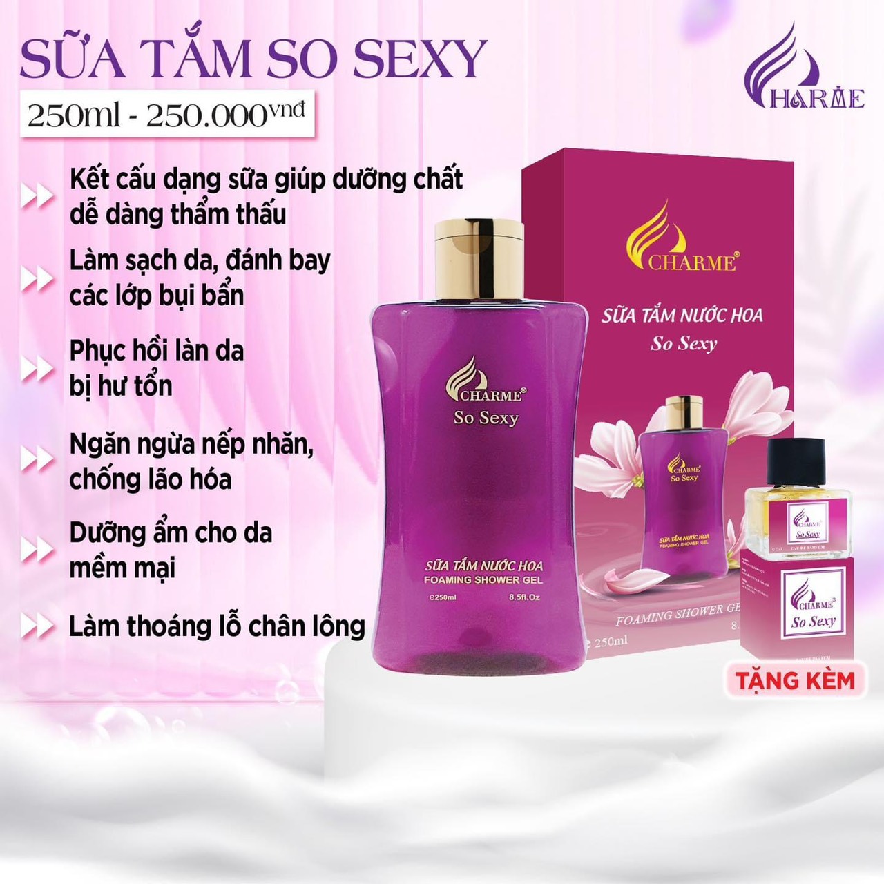 Sữa Tắm Hương Nước Hoa Charme So Sexy giúp phụ nữ Việt thăng hạng sự tự tin vào bản thân