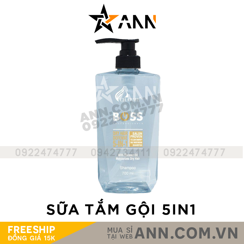 Sữa Tắm Gội Toàn Thân Boss Charme 5IN1 Màu Xanh