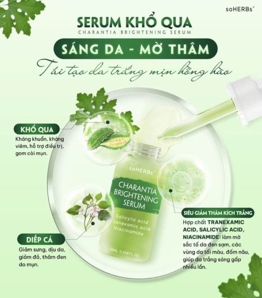 Serum Giảm Thâm Mụn Khổ Qua Soherbs Charantia Brightening Serum