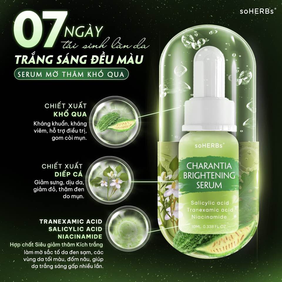 Serum Giảm Thâm Mụn Khổ Qua Soherbs Charantia Brightening Serum