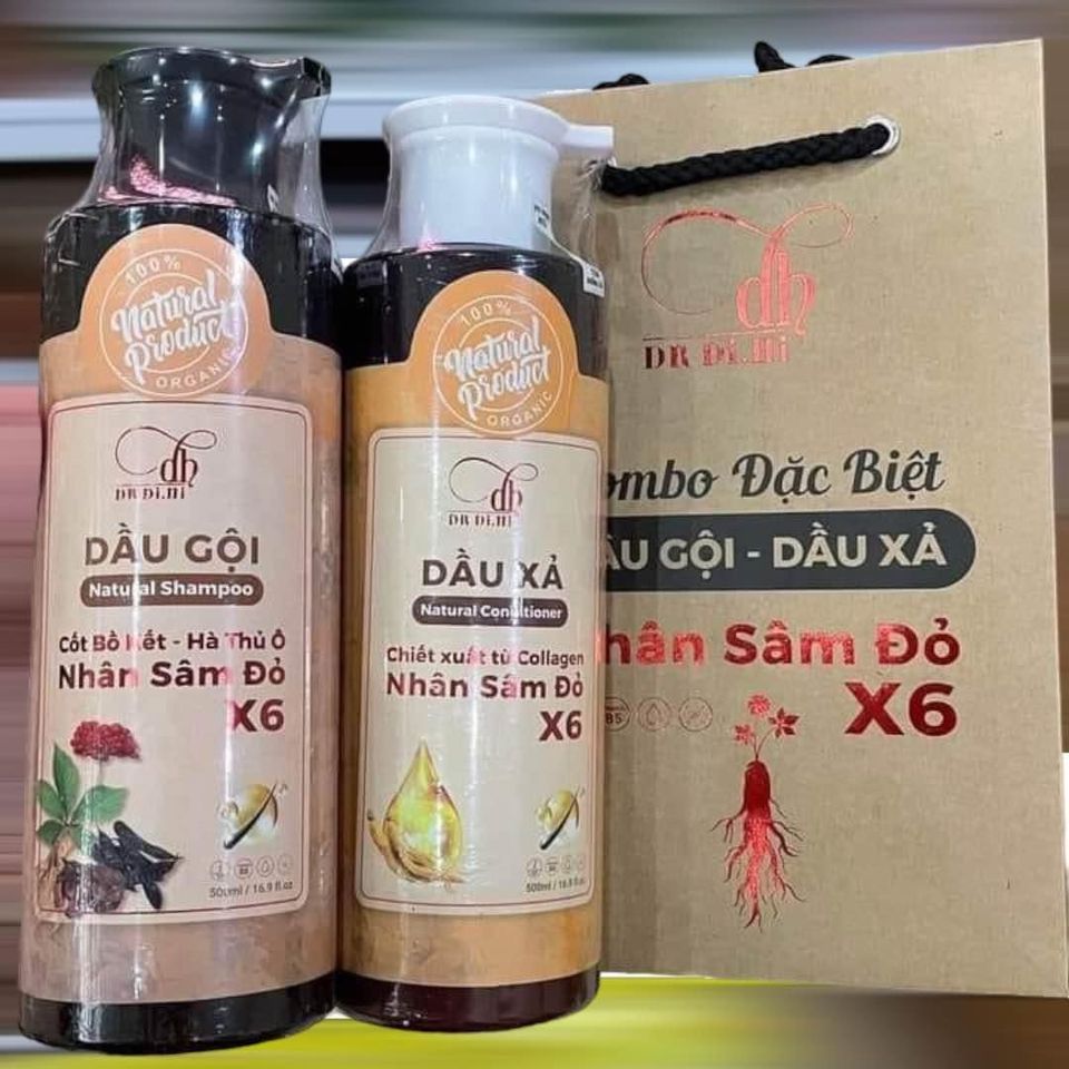 Combo gội xả Collagen Nhân sâm đỏ X6 Dr Di hi chính hãng