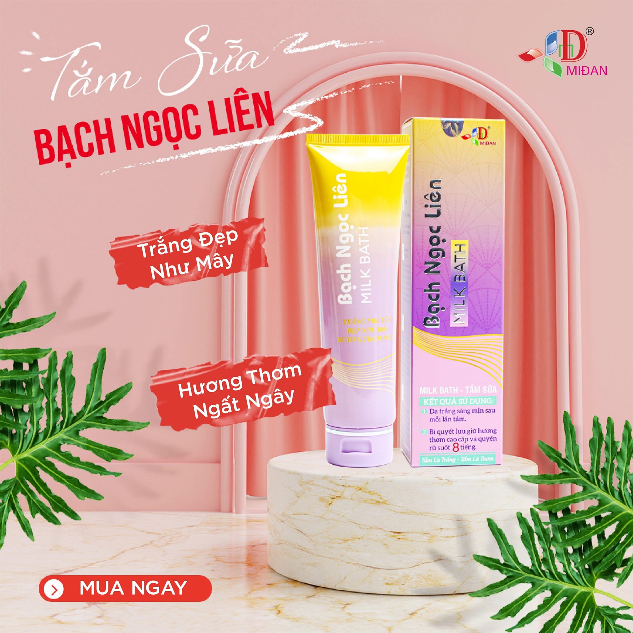 Tắm sữa Milk Bath Bạch Ngọc Liên Dưỡng Trắng Da Lưu Hương Thơm Cao Cấp 160g