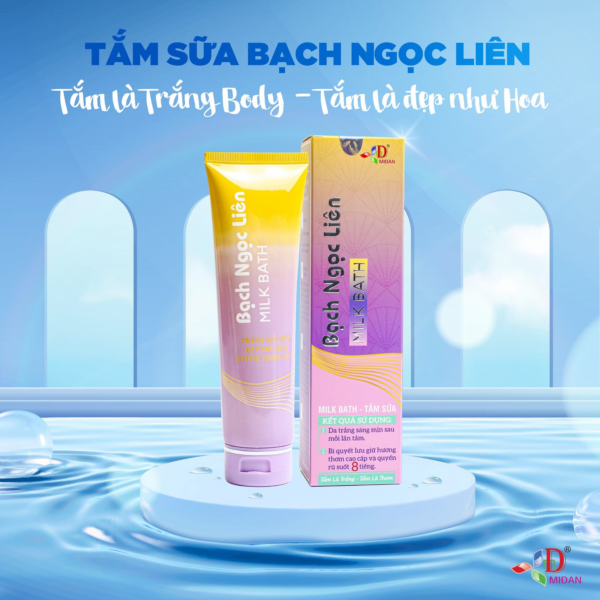 Tắm sữa Milk Bath Bạch Ngọc Liên Dưỡng Trắng Da Lưu Hương Thơm Cao Cấp 160g