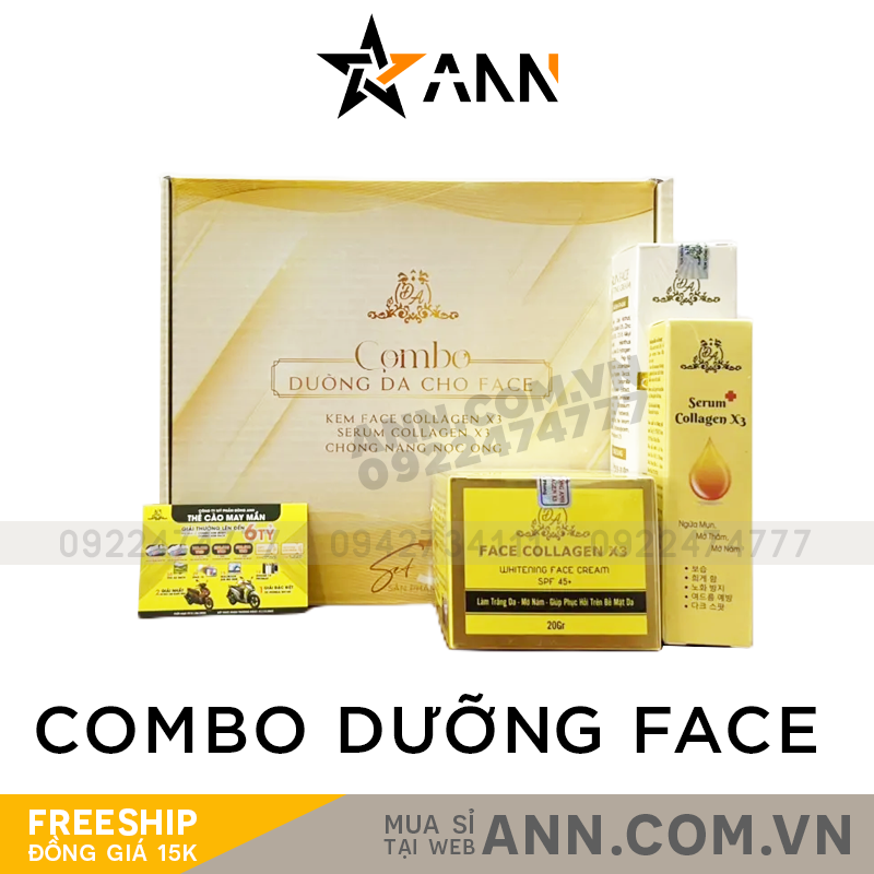 Combo Dưỡng Da Cho Face Collagen X3 Mỹ Phẩm Đông Anh